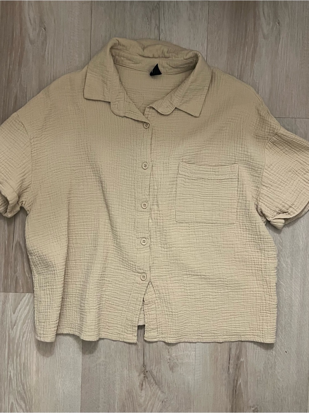 SHEIN Neutral Textured Short-Sleeve Shirt